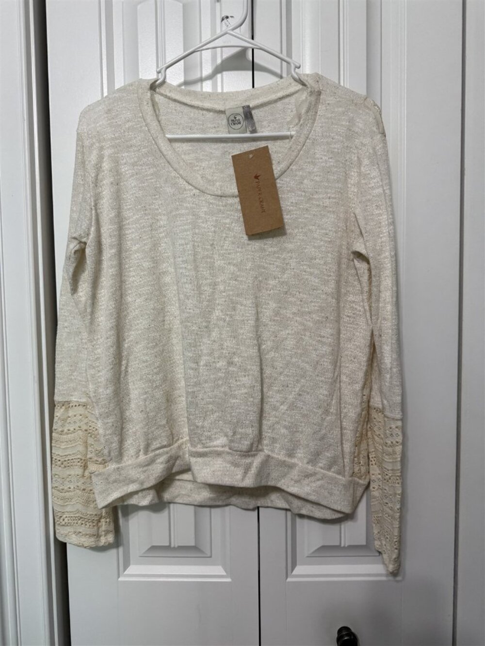 Paper Crane Lace Insert Long Sleeve Top Medium Flowy Festival Summer Nights